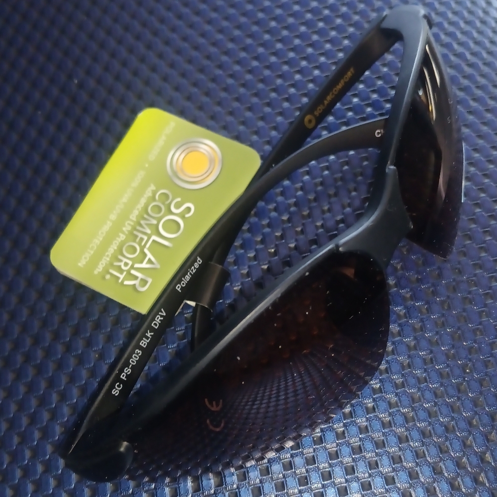 Solar Comfort 6W215190E Black POLARIZED Half Rim Wrap Sunglasses 100% UV